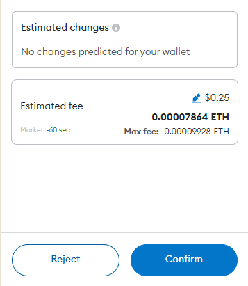 To choose the gas fee, you click the pencil next to the dollar amount of the estimated fee.